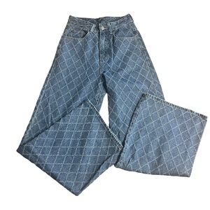 Shein women’s high waisted wide leg distressed pattern SZ XS